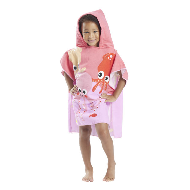 Poncho sortie de plage enfant avec capuche motif dinosaure 60x60xH120cm