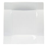 Assiette &agrave; dessert carr&eacute;e porcelaine uni blanc 20x20cm