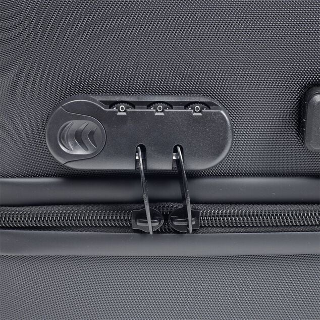 Valise trolley 48L rigide 4 roues plastique noir 42x25xH62,3cm