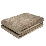 Plaid XL l&eacute;opard emboss&eacute; ton sur ton taupe ou beige 180x200cm (2 mod&egrave;les)