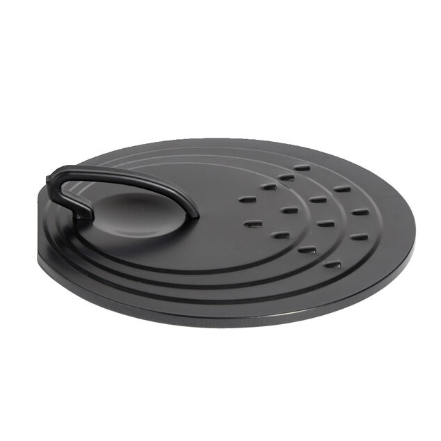 Couvercle rond avec poign&eacute;e acier noir &Oslash;30cm