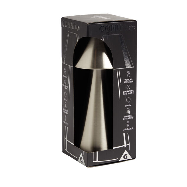 Lampe de table Conni USB tactile grise &Oslash;9,5xH22,5cm