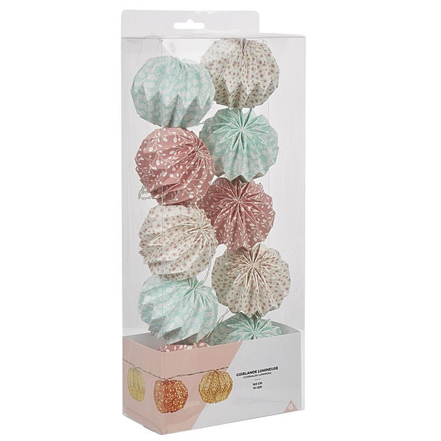 Guirlande origami rose bleu blanc