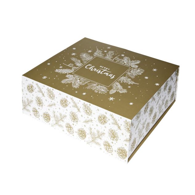 Bo&icirc;te cadeau pliante dor&eacute;e grand mod&egrave;le L35cm