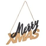 Décoration à suspendre Merry Xmas bois noir et doré 30xH15,5cm