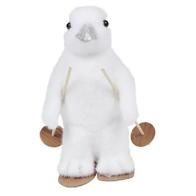 Pingouin de No&euml;l en ski blanc H15cm