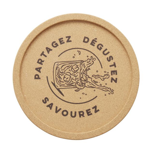 Plateau apéritif rond en liège Ø30xH1,5cm (2 modèles)