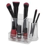 Organisateur 3 compartiments transparent pour pinceaux et maquillage