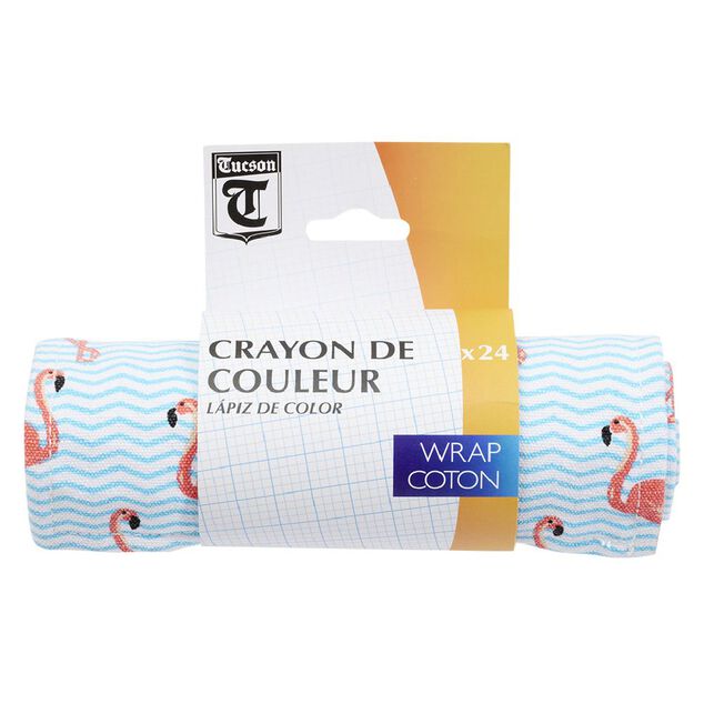 Crayon de couleur avec &eacute;tui en coton x24