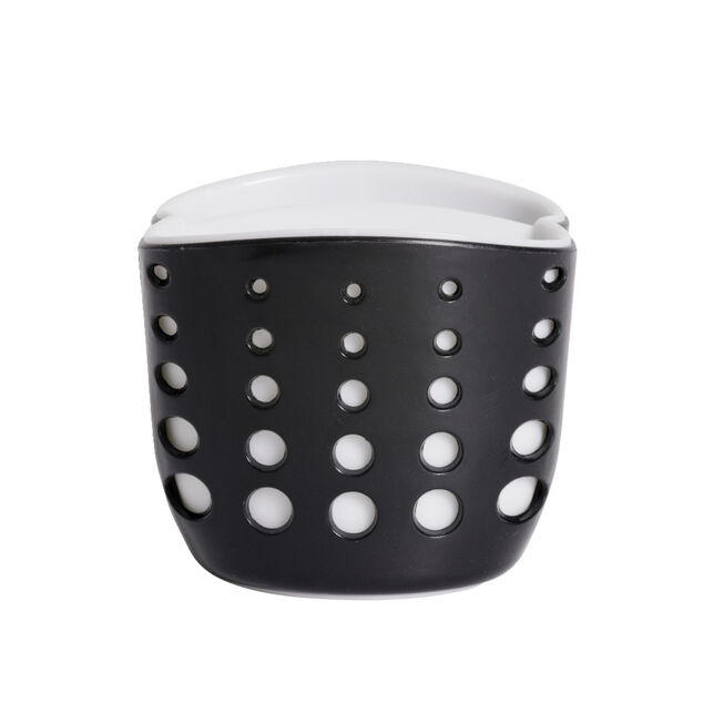 Porte-&eacute;ponge en plastique noir - 9,5x9,5xH8,3cm