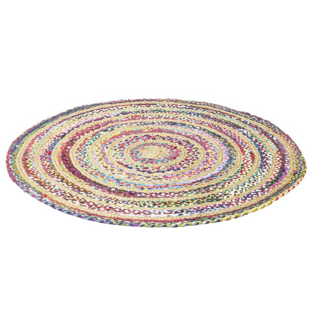 Tapis rond jute et coton Chindi multicolore &Oslash;120cm
