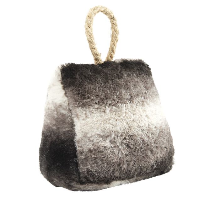 Bloque porte fausse fourrure avec lanière corde - 2 coloris