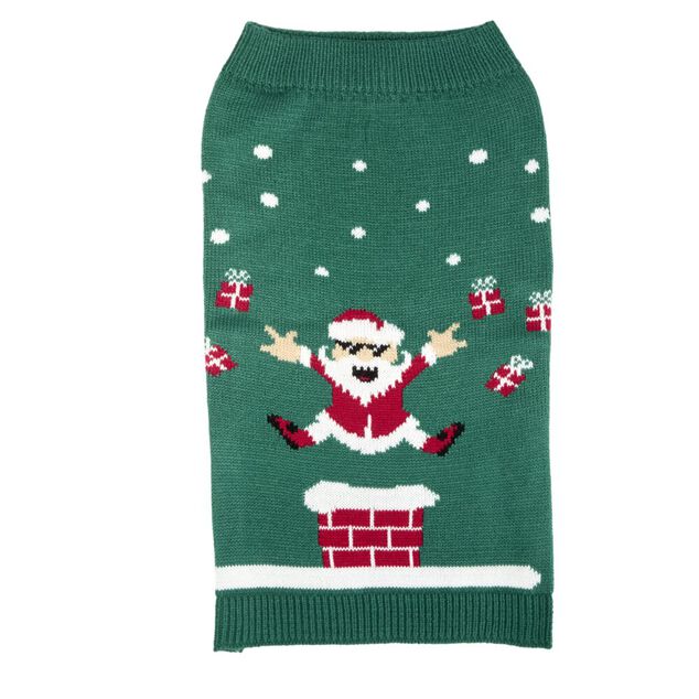 Pull de No&euml;l pour chien acrylique &agrave; motifs L56X30X1 cm TL (2 mod&egrave;les rouge ou vert)