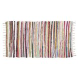 Tapis rectangulaire d&eacute;co chindi rayures multicolores 70x140cm