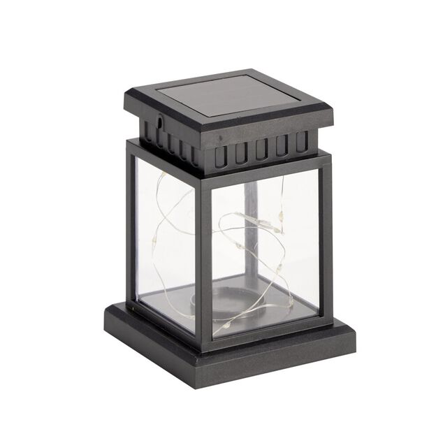 Lanterne funéraire solaire à LED plastique et fer 9x9xH12,5cm