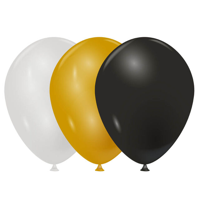 Ballon de baudruche nacr&eacute; dor&eacute; argent&eacute; noir x20