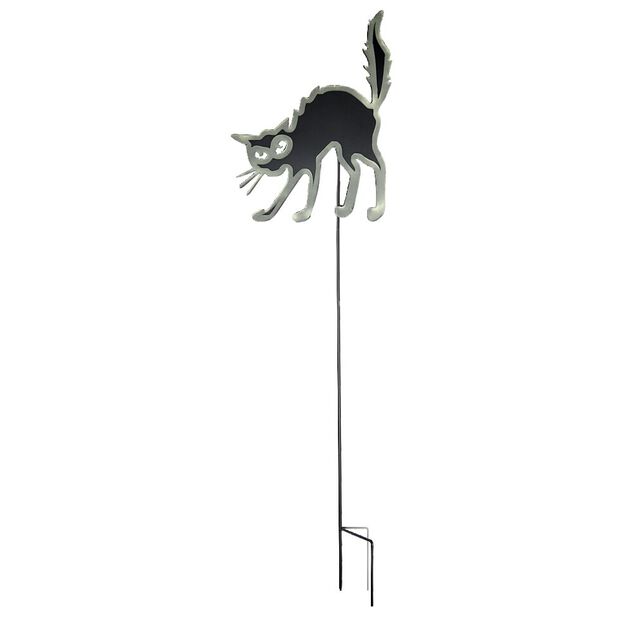 Pancarte d&eacute;coration ext&eacute;rieure Halloween m&eacute;tal gris H91cm
