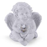 D&eacute;coration fun&eacute;raire solaire ange avec coeur polyr&eacute;sine 10x9xH9,5cm