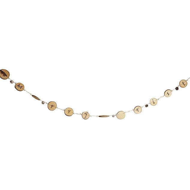 Guirlande Merry Christmas rondin de bois et jute 1,8m