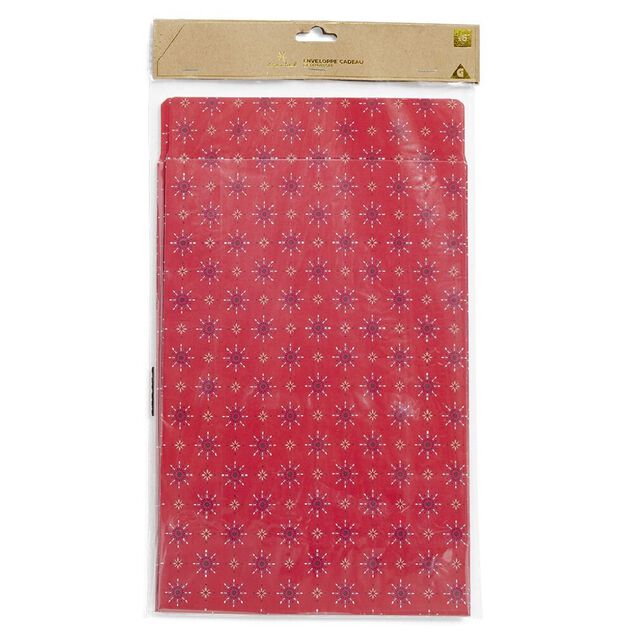 Enveloppe cadeau papier No&euml;l traditionnel rouge x6 - 20x8xH28cm