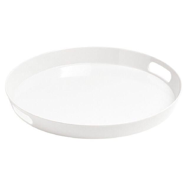 Plateau rond mélamine uni blanc