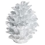 Bougie de Noël pomme de pin gris argenté 20H - Ø10,5xH13,5cm