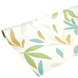 Toile cir&eacute;e au m&egrave;tre cristal PVC motif feuillage multicolore L140cm