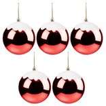 Boule de No&euml;l rouge effet neige &Oslash;12cm x5