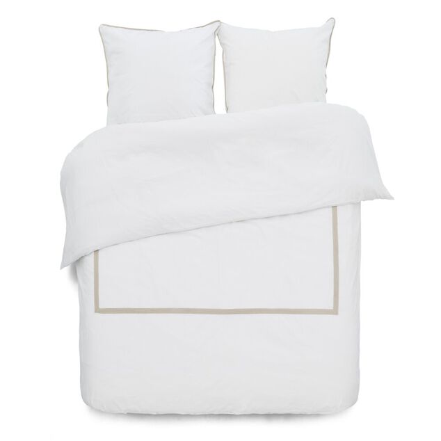 Parure de lit 2 personnes 240x220cm r&eacute;versible beige et gris