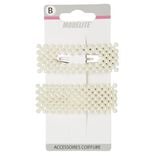 Barrette perles imitation blanc x2