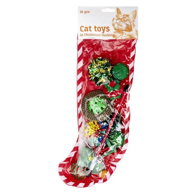 Jouet pour chat X10 pcs dans chaussette Noël 30X8X5 cm