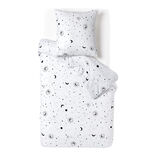 Parure de lit 1 personne 140x200cm motif lune &eacute;toile blanc