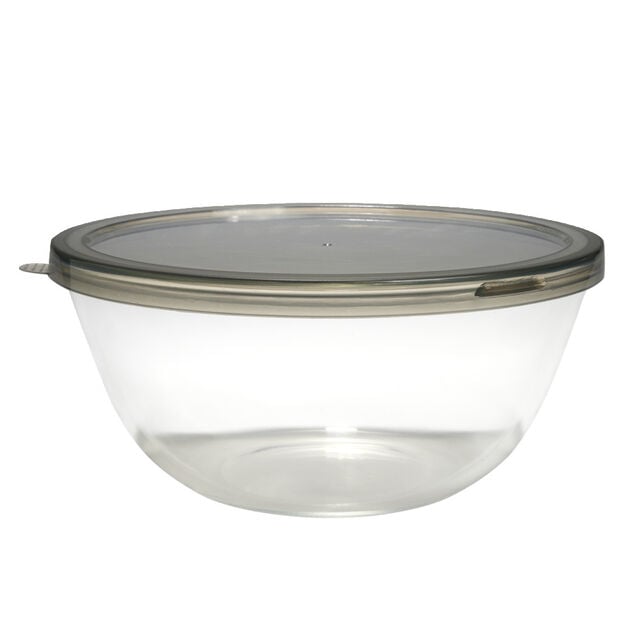 Saladier en verre 4L avec couvercle en plastique