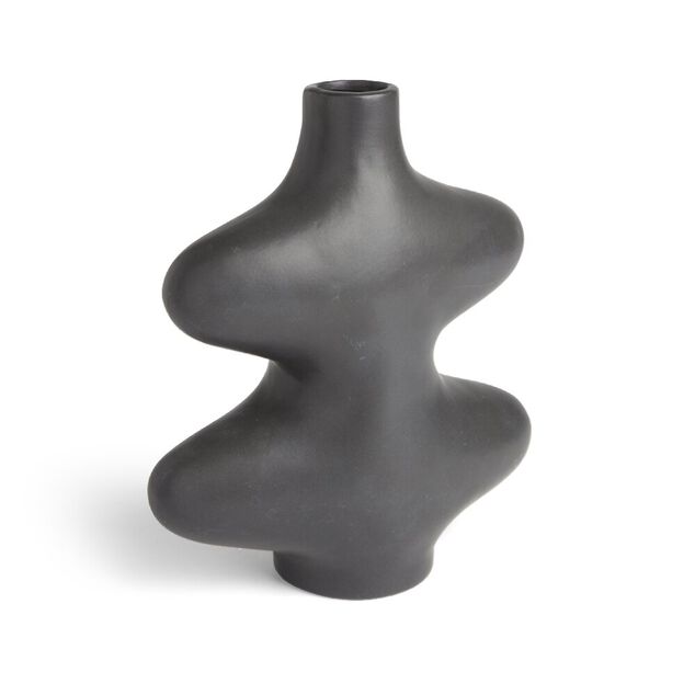 Vase forme organique c&eacute;ramique noir L15x7xH18cm
