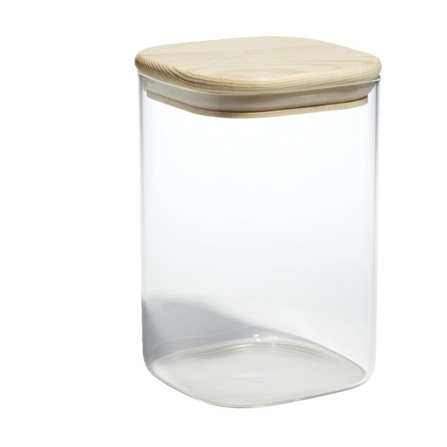 Bocal de conservation 1,1 L en verre avec couvercle en bois