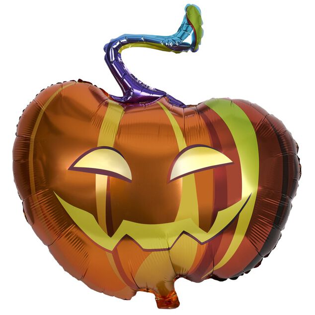 Ballon alu Halloween citrouille orange L80xH50cm