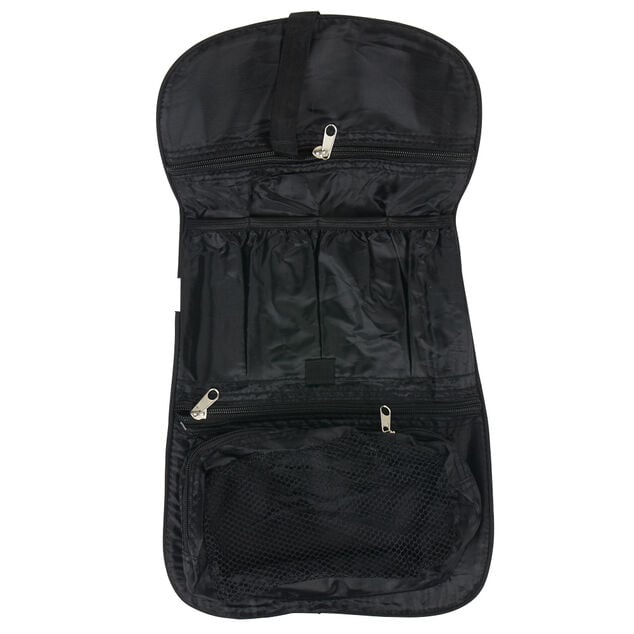 Trousse de toilette noire avec crochet d'attache