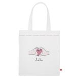 Coffret mug 330ml et tote bag coeur blanc et rose