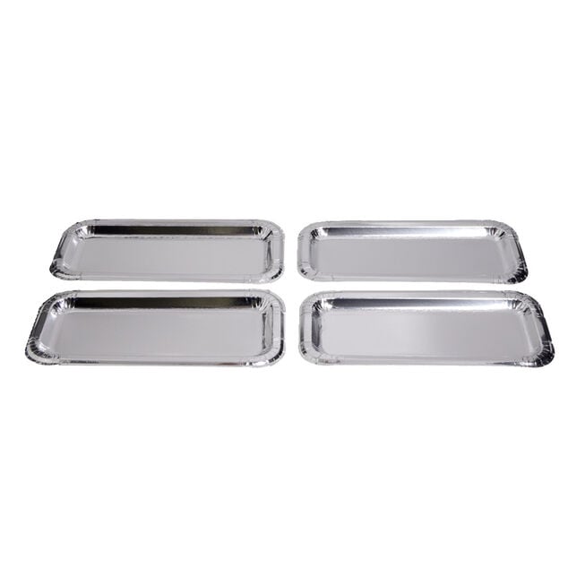 Plat à cake x4 en carton gris argenté 15,5x34cm