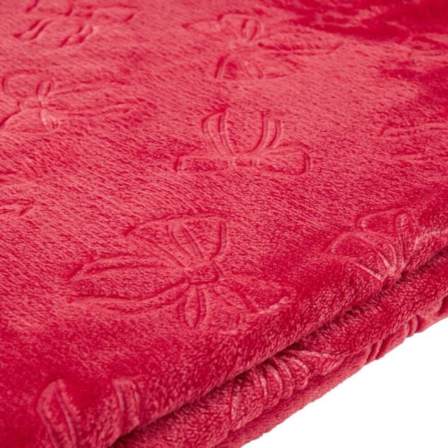 Plaid de No&euml;l imprim&eacute; relief polyester L160X130 cm (2 mod&egrave;les rouge ou vert)