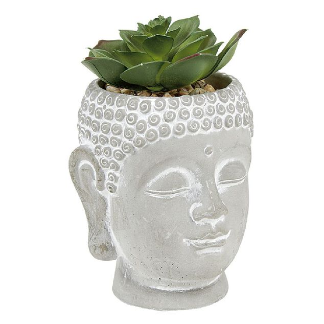 Plante artificielle t&ecirc;te de bouddha ciment