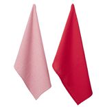 Torchon imprim&eacute; rouge x2 - 100% coton 45x70cm