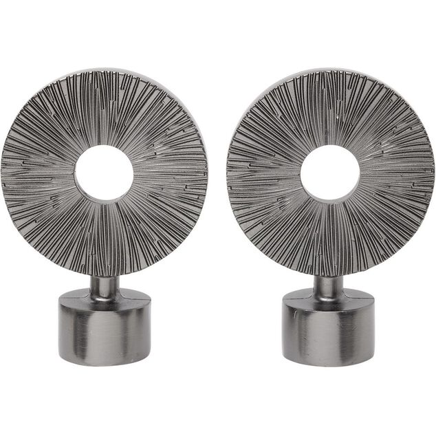 Embout tringle à rideau Ø20mm rond strié ajouré aluminium x2