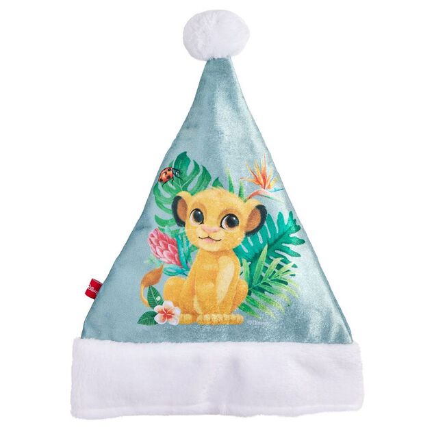 Bonnet de No&euml;l Disney Le Roi Lion bleu et blanc 26xH34cm