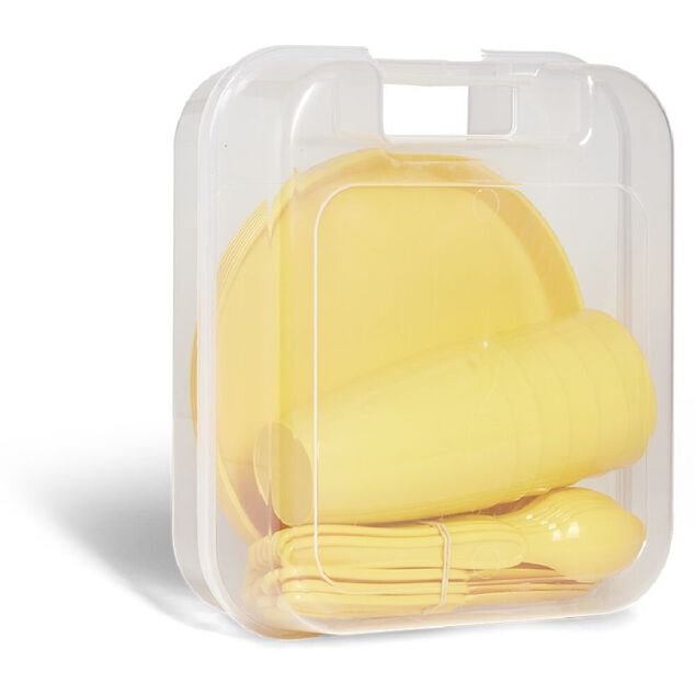 Service de pique-nique pour 6 personnes plastique jaune