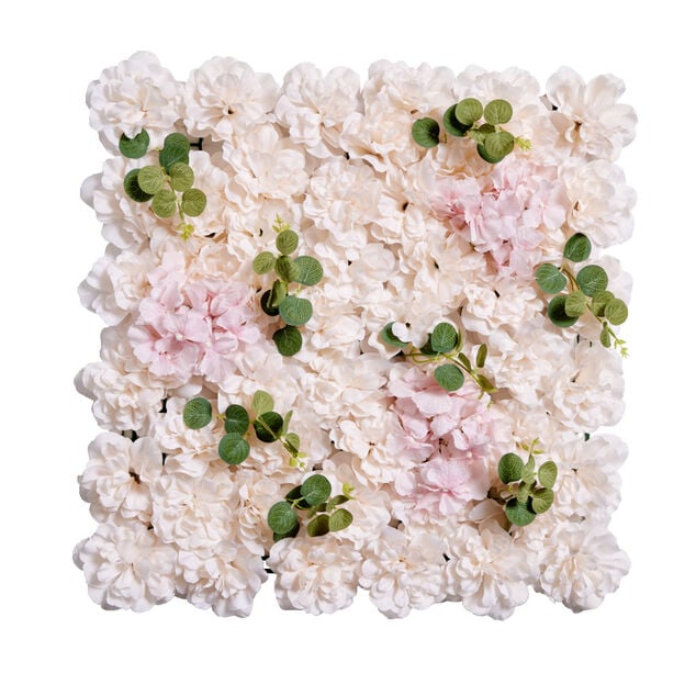 Mur de fleurs artificielles clipsable blanc 50x50cm