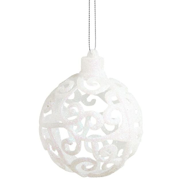 Boule de Noël baroque blanc Ø8cm x3