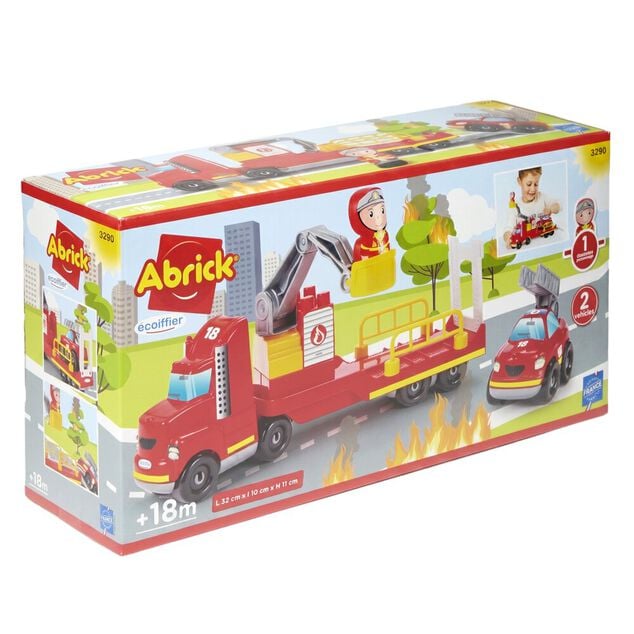 Camion pompier Abrick avec accessoires 29 pi&egrave;ces plastique