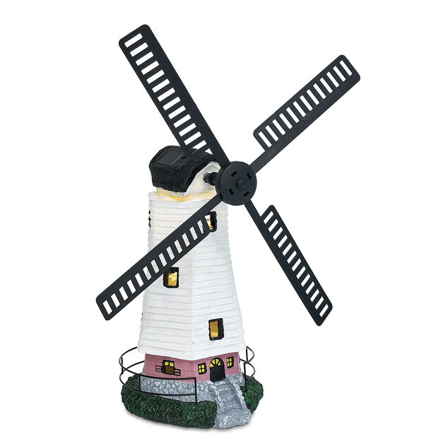 Moulin &agrave; vent solaire LED blanc chaud &Oslash;14xH34cm
