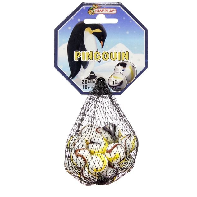 Bille en verre x20 + 1 boulard blanc Pingouin